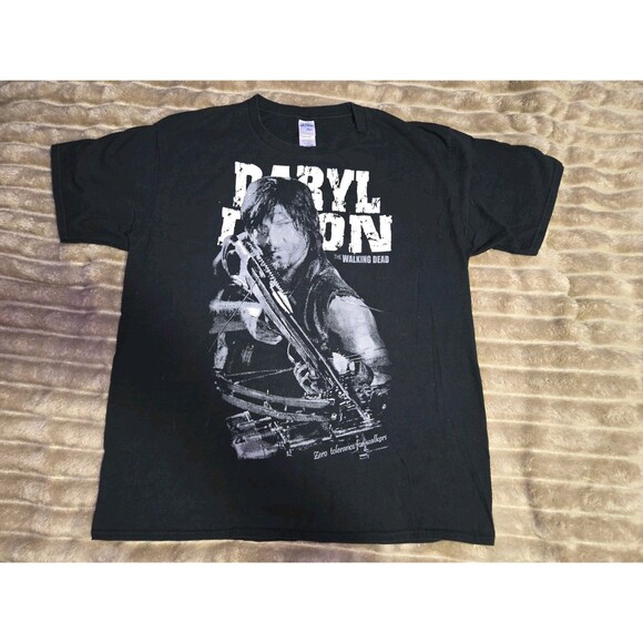 Daryl Dixon The Walking Dead Zero Tolerance For Walkers Black Tee L - Picture 2 of 7